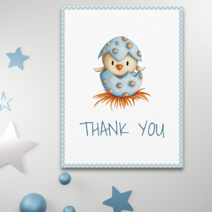 Whimsical Blue Baby Bird Hatching Thank You Postcard