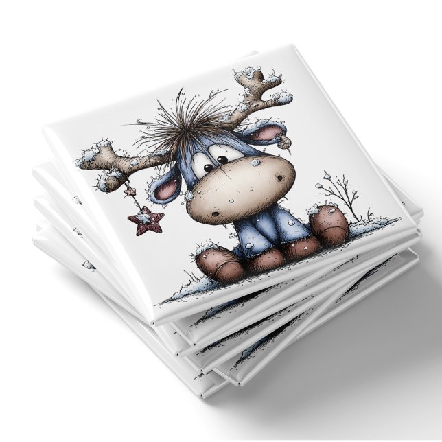 Whimsical Blue Baby Reindeer Christmas Magnet (Whimsical Blue Baby Reindeer Christmas Magnet by PiggyPrint Sticker.)