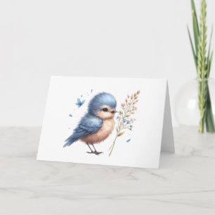 Whimsical Blue Bird All-Occasion Blank Greeting Card