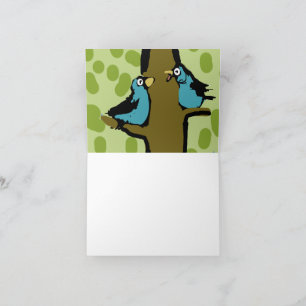 Whimsical Blue Birds on Tree Greeting Card