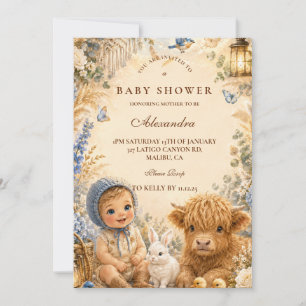 Whimsical Blue Boho Baby Shower Invitation