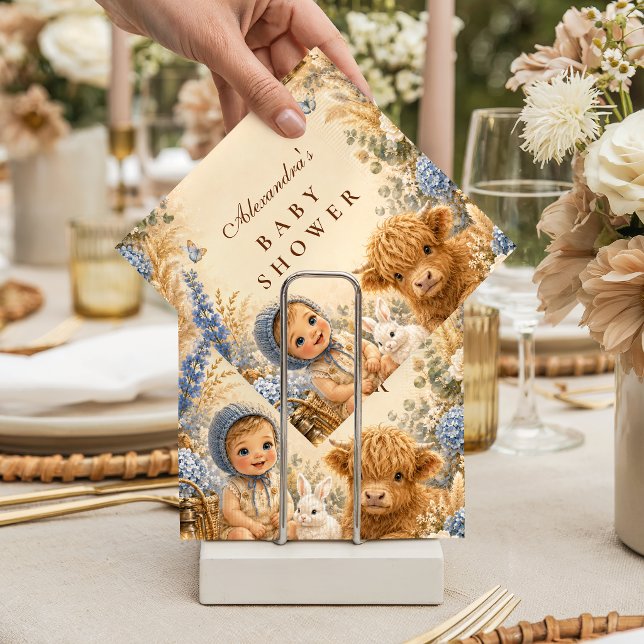 Whimsical Blue Boho Baby Shower Napkin (Creator Uploaded)