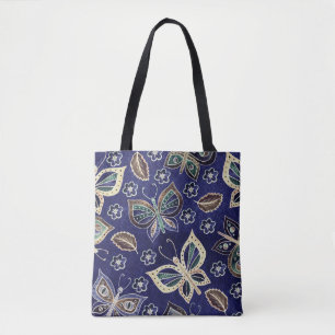 Whimsical Blue Butterfly Seamless Pattern Tote Bag
