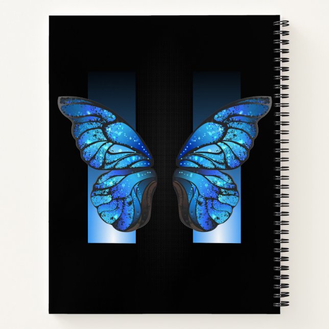 "Whimsical Blue Butterfly Spiral Photo Notebook" Notebook (Back)