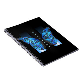 "Whimsical Blue Butterfly Spiral Photo Notebook" Notebook