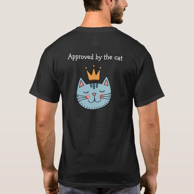 Whimsical Blue Cat With A Yellow Crown Funny T-Shirt (Back)