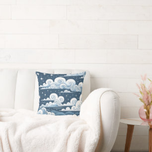 Whimsical Blue Celestial Baby Boy  Cushion