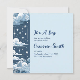 Whimsical Blue Celestial  Invitation