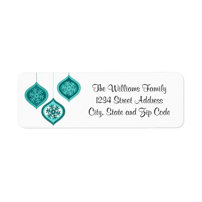 Whimsical Blue Christmas Ornaments Trio (Front)