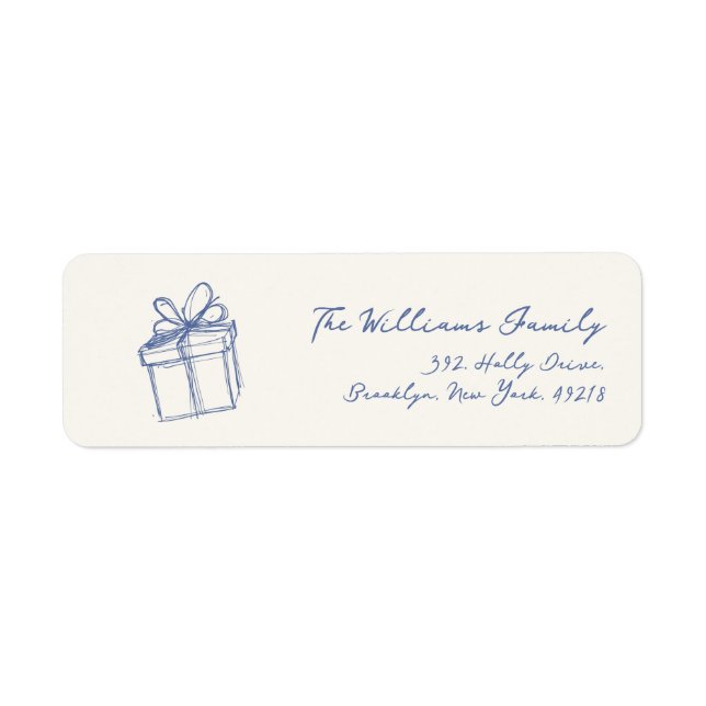 Whimsical Blue Christmas Return Address Label (Front)