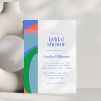 Whimsical Blue Colourful Abstract Art Bridal Showe