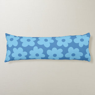 Whimsical Blue Floral Retro, Cheerful, Preppy Body Cushion