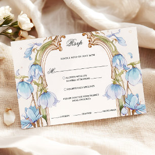 Whimsical Blue Floral Rsvp with Meal Choices Card