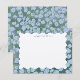 Whimsical Blue Floral Summer Pattern Note Card