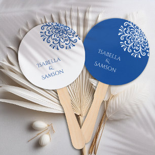Whimsical Blue Flourish Hand Fan