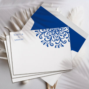 Whimsical Blue Flourish Wedding Invitation Envelope