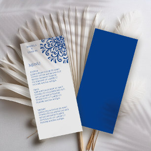 Whimsical Blue Flourish Wedding Menu