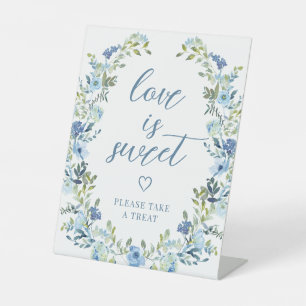 Whimsical Blue Flower Boho Wedding Treat Sign