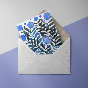 Whimsical blue flowers and foliage  card