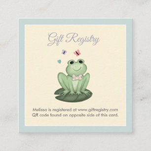 Whimsical Blue Frog Baby Boy Shower Registry Enclosure Card