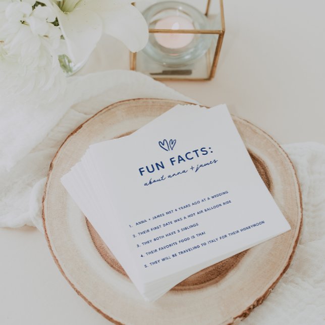 Whimsical Blue Fun Facts Wedding Napkin (Creator Uploaded)