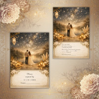 Whimsical Blue Gold Starry Night outdoor wedding