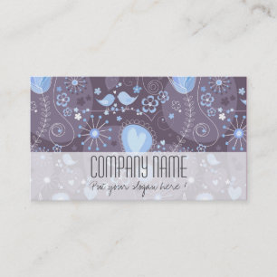 Whimsical Blue Grey Floral Elegant Event Planner Business Card