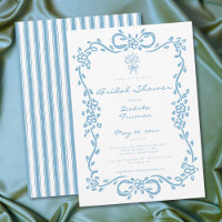 Whimsical Blue Hand Drawn Floral Bridal Shower