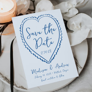 Whimsical Blue Heart Wedding Save The Date