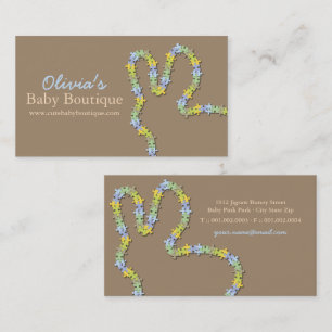 Whimsical Blue Jigsaw Baby Bunny Business Card