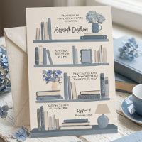 Whimsical Blue Library Bookshelf Bridal Shower