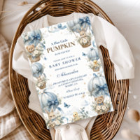 Whimsical Blue Little Pumpkin Baby Shower