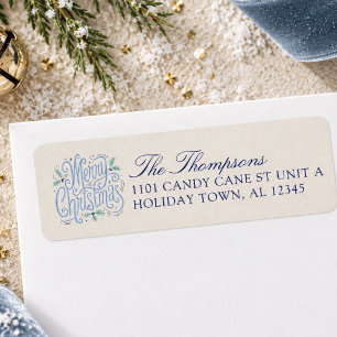 Whimsical Blue Merry Christmas Personalised Return