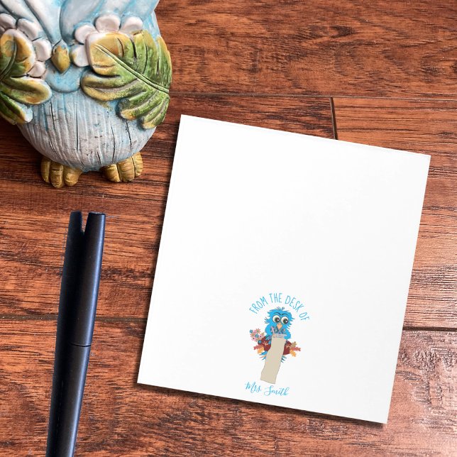 Whimsical Blue Owl Personalised Teacher Notepad (Creator Uploaded)