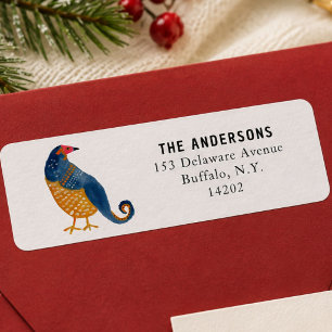 Whimsical Blue Partridge Hand-Drawn Return Address