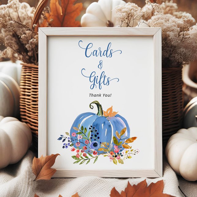 Whimsical Blue Pumpkin Baby Shower Cards and Gifts Poster (Creator Uploaded)