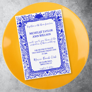 Whimsical Blue Quirky Doodle Hand Drawn  Invitation