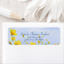 Whimsical Blue Sky & Yellow Wildflowers Label