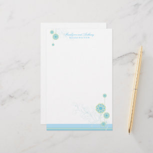 Whimsical Blue Snow Flower Swirls Winter Wedding Stationery
