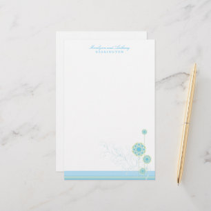 Whimsical Blue Snow Flower Swirls Winter Wedding Stationery