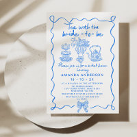Whimsical Blue Tea Hand Drawn Bridal Shower