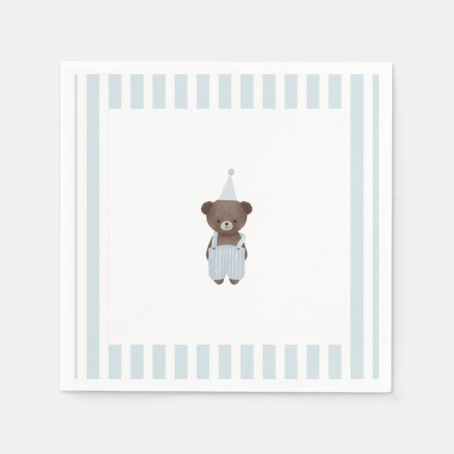 Whimsical blue teddy bear napkin (Front)