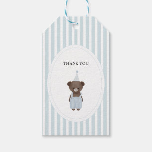 Whimsical blue teddy bear thank you gift tags