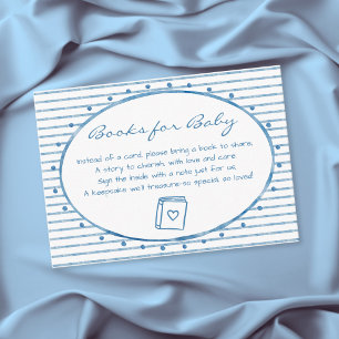 Whimsical Blue Watercolor Bow Stripe Baby Shower Enclosure Card