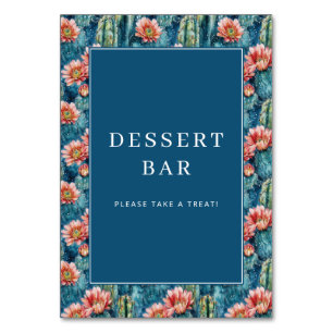 Whimsical Blue Watercolor Florals Table Number