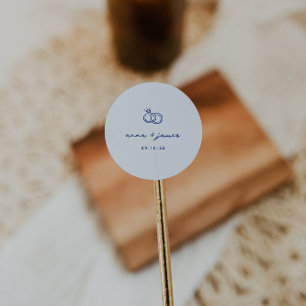 Whimsical Blue Wedding Envelope Seal