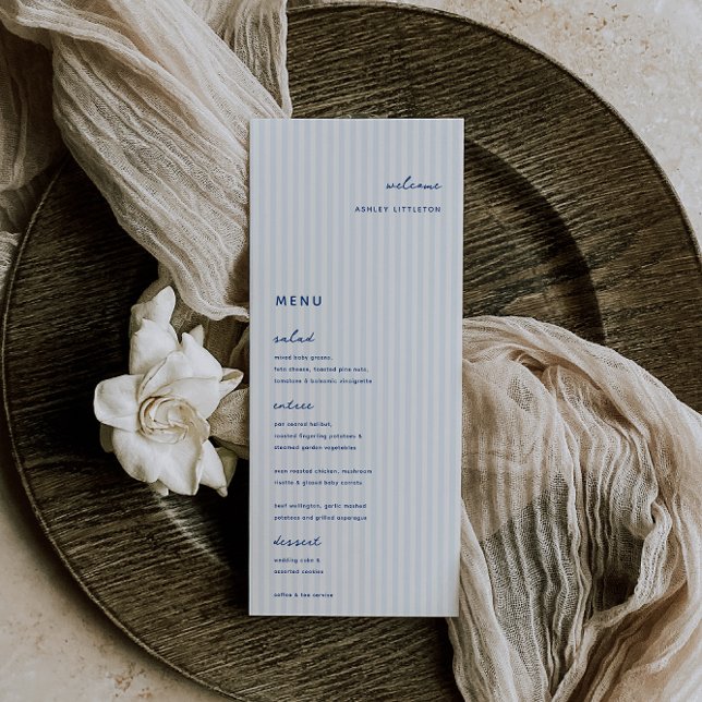 Whimsical Blue Wedding Place Card Menu (Creator Uploaded)