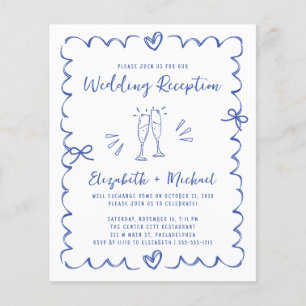 Whimsical Blue Wedding Reception Invitation