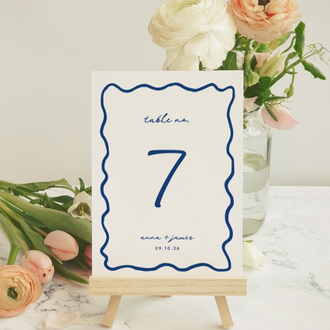 Whimsical Blue Wedding Table Number Card (Creator Uploaded)