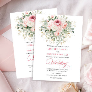 Whimsical Blush Floral Boho Wedding Invitation